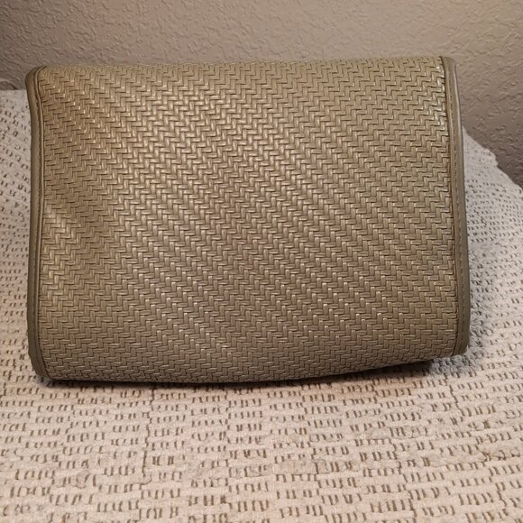 Joan & David green herringbone folding hanging travel makeup toiletry case - Picture 2 of 13